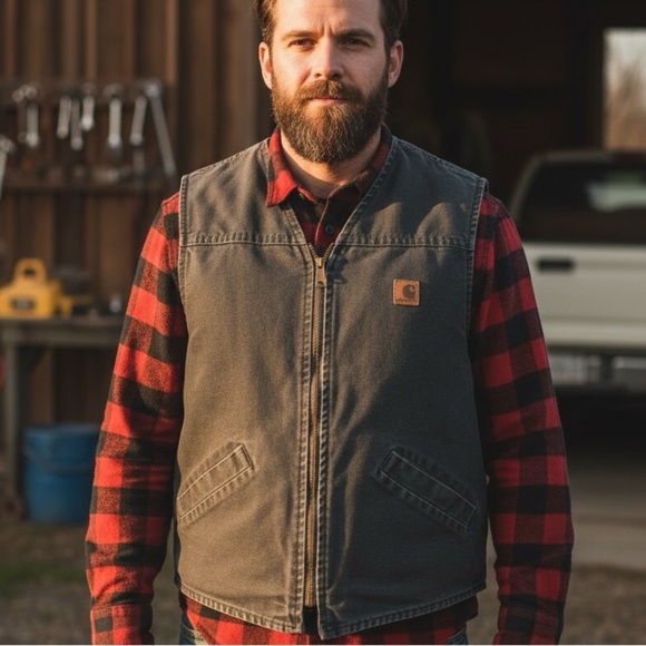 Vintage Carhartt Sherpa Lined Work Vest Men’s Large Made in USA V01 - Picture 1 of 11